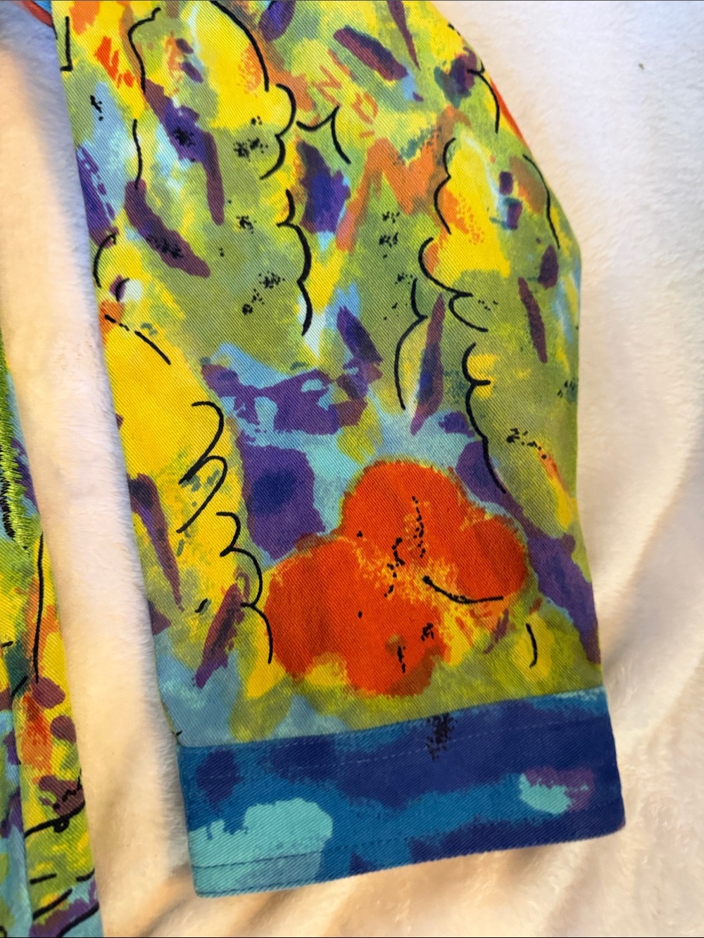 Laura Ashley Blue Multicolor Scenic Button-Front Jean Jacket - Picture 11 of 16